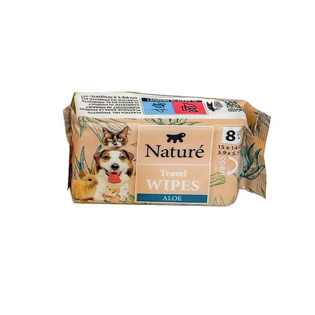 LINGETTES DE VOYAGE NATURÈ POUR CHIENS ET CHATS (x8)